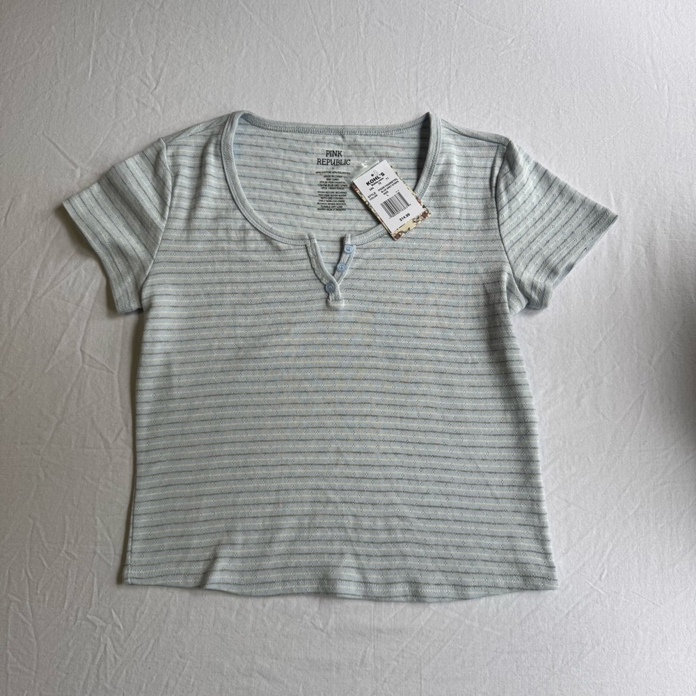 Pink Republic Light Gray Striped Tee